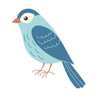 A blue bird with a yellow beak and a black eye. The bird is standing on a white background vector