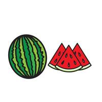 watermelon with green color with red filling vector