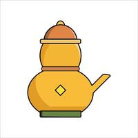 a yellow tea pot with a lid on it vector