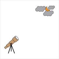 a drawing of a telescope and a cloud vector