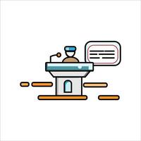 a cartoon image of a podium with a speech bubble vector