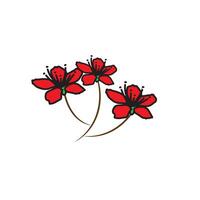 red flowers on a white background vector