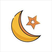 a crescent with a star on it vector