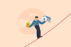 Balancing Homeownership. Struggles Between Debt and Stability. vector