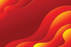 Abstract red and yellow waves on a red background vector