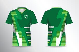 Green background soccer jersey template, front and back view vector