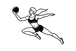 Action Pose of Female Athlete Bold Silhouette for Sports Branding and Apparel Graphics vector