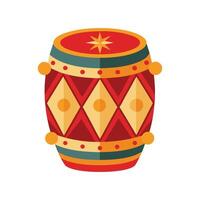 Colorful Traditional Drum Vibrant Percussion Instrument with Intricate Decorative Patterns vector