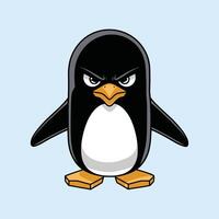 Angry Penguin Cartoon Fierce Arctic Bird Character with Bold Expression vector