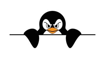 Peeking Penguin Illustration Angry Cartoon Design with Playful and Bold Attitude vector