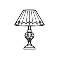 Elegant Line Art Table Lamp with Ornate Patterned Shade vector