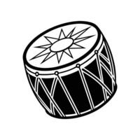 Classic Black and White Drum Illustration Traditional Percussion Instrument with Intricate Patterns vector