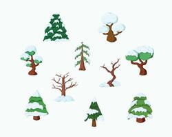 Set of hand drawn snowy tree vector
