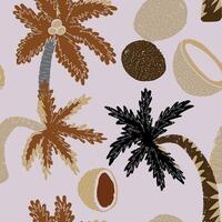 a pattern with palm trees and coconuts vector