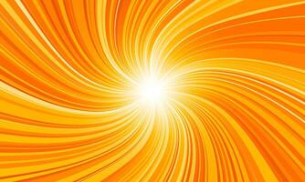 Swirling radial orange background. Vortex bright shiny light background. vector