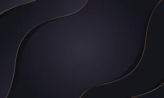 Dark luxury wave black background with golden elements line. abstract elegant background with copy space. vector