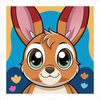 A cartoon rabbit with big eyes and a heart vector