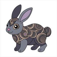 A cartoon rabbit with a spiral pattern on its back vector
