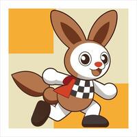 A cartoon rabbit wearing a checkered shirt and running vector