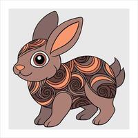 A cute rabbit with orange and brown patterns vector