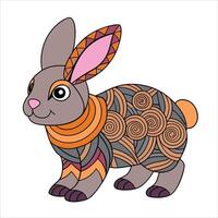 A rabbit with a colorful pattern on its body vector