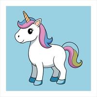 A cartoon unicorn with a rainbow mane vector
