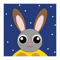 A cartoon rabbit with a yellow sweater and blue background vector