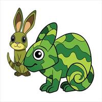 A chameleon and a rabbit are standing next to each other vector