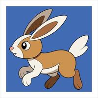 A cartoon rabbit running on a blue background vector
