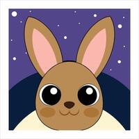 A cartoon bunny with big eyes and a starry background vector