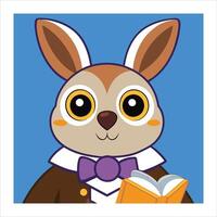 A cartoon rabbit with a book in his hand vector