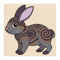 A cartoon rabbit with swirls on its body vector