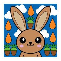 A cartoon rabbit with acorns on his head vector