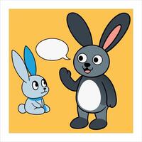 A cartoon rabbit and a bunny talking to each other vector