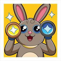 A cartoon bunny with two colorful glasses vector