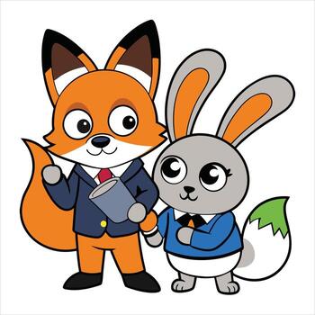 Fox and rabbit by joshua klein vector