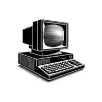 Monochrome Vintage Computer Illustration for Technology Related Creative Artwork vector