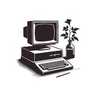 Retro Style Computer Silhouette for Posters and Digital Media Graphics vector