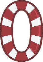 Candy cane number 0 vector