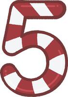 Candy cane number 5 vector
