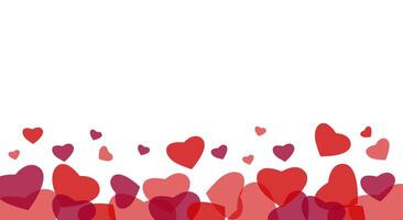 Pattern with red and pink hearts on a white background. Valentine vector