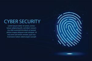 Cyber technology security, Fingerprint digital screen, network protection background design vector
