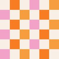 Checkerboard background. Geometric pastel square texture in vintage y2k style. Hippie 70s pattern. Plaid pattern background. Pink, yellow, and orange colors. vector