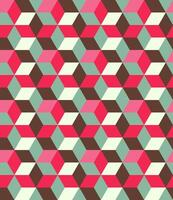 A seamless hexagonal network pattern, continuous background. It features an abstract honeycomb design in shades of brown, pink, white, and green. vector
