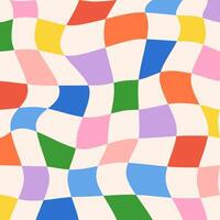 Checkerboard rainbow background. Geometric colorful square texture in vintage Y2K style. Gingham wallpaper for print templates or textiles. vector