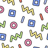 Childish pattern with colorful curves and geometric shapes. Pattern for textiles, wrapping paper and backgrounds. vector