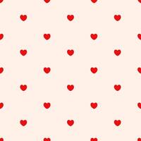 Seamless geometric pattern for Valentine's Day with hearts. Red hearts on pastel background. Romantic pattern. Wrapping paper for Valentine's Day. Cute small red hearts. vector
