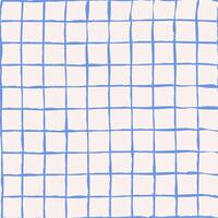 Pattern with a textured square grid. Retro linear chessboard. Blue lines on a white background. Cells in a notebook. Checkered wallpaper for print patterns or textiles. vector