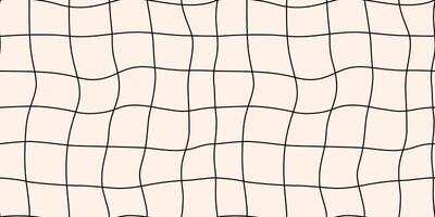 Checkered liquid pattern. Checkerboard background. Geometric black and white square texture in vintage Y2K style. Gingham wallpaper for print templates or textiles. vector