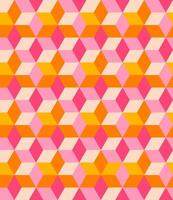 A seamless hexagonal network pattern, continuous background. It features an abstract honeycomb design in pink, yellow, and orange colors. vector